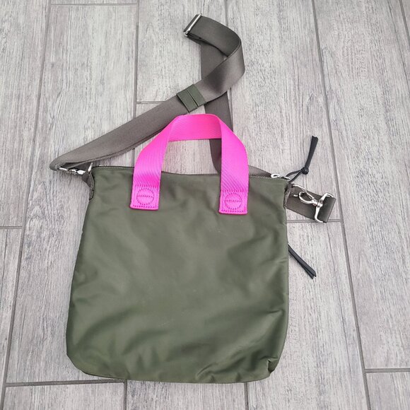 ShortyLOVE Crossbody Tote Bag Olive Green Pink Strap One Size - Picture 7 of 11